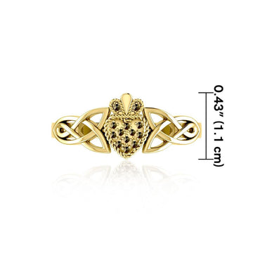 Irish Claddagh and Celtic Knotwork 14K Gold Ring with Marcasite GRI1904 - Jewelry